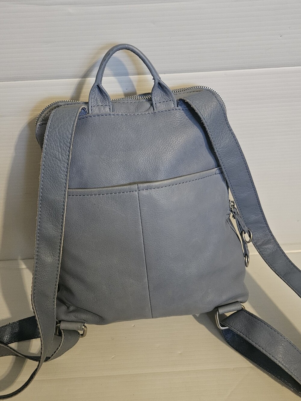American Leather Co. Cleveland Leather Backpack – Sky Blue Slouchy Bag⁷ - Picture 5 of 16
